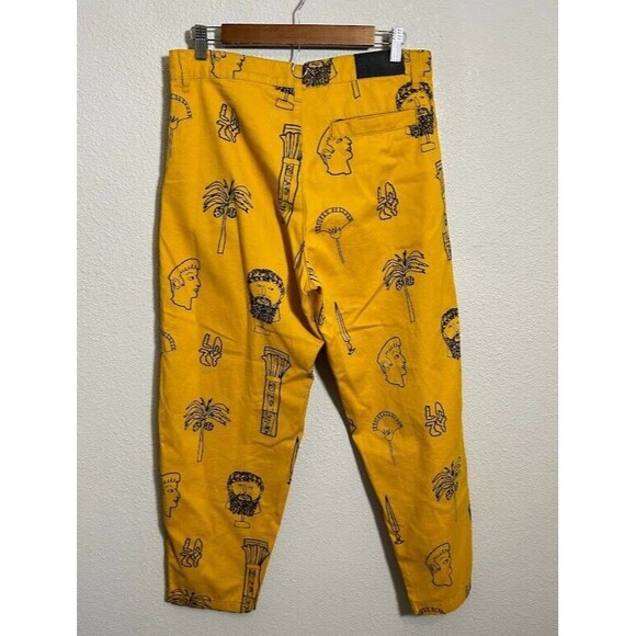 Lazy Oaf Roman Holiday Tokyo Pants 30 8 Yellow Barrel Leg Cropped Ankle Trouser - Picture 4 of 10